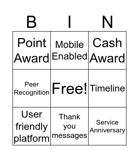 INSPIRE Bingo Card