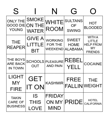 ESSENTIAL ROCK PT. 2 Bingo Card