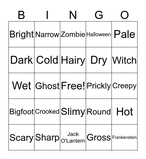 Halloween Bingo Card