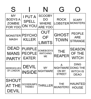 134 HALLOWEEN CLASSICS Bingo Card