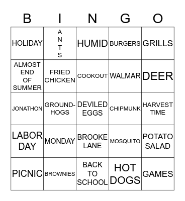 Happy Labor Day ! Bingo Card