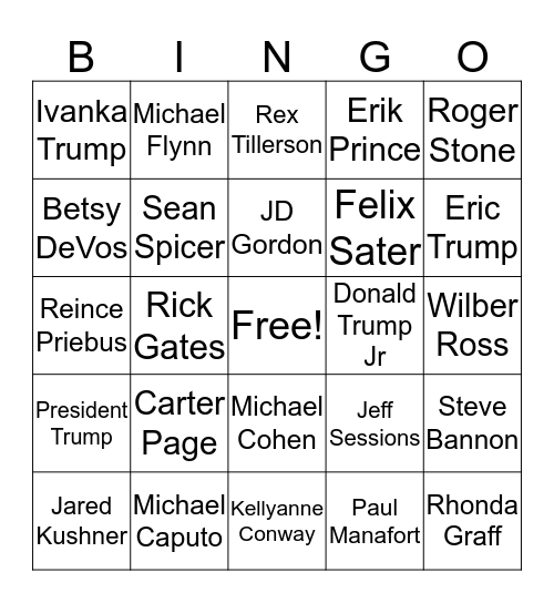 Jailbird Bingo Card