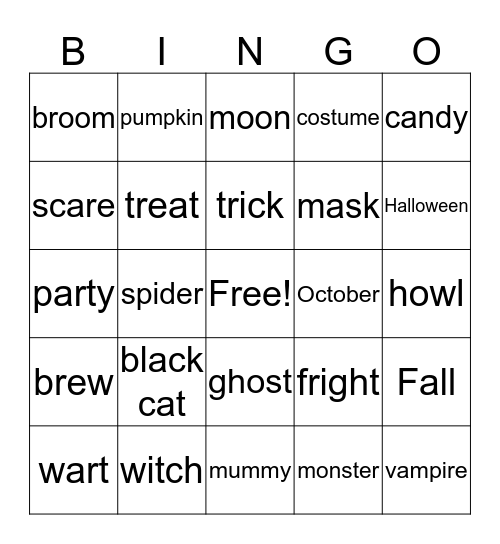 Halloween Bingo Card