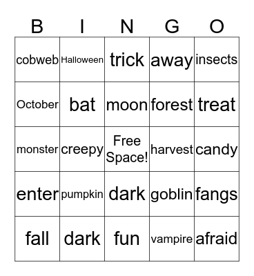 Halloween Bingo Card