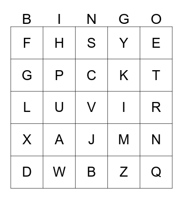 Letter Names or Sounds Bingo Card