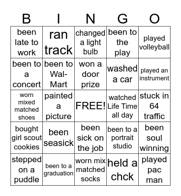 THINGS I'VE DONE Bingo Card