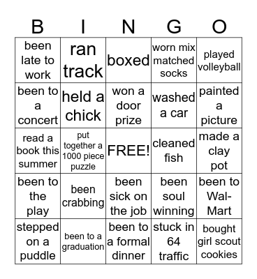 THINGS I'VE DONE Bingo Card