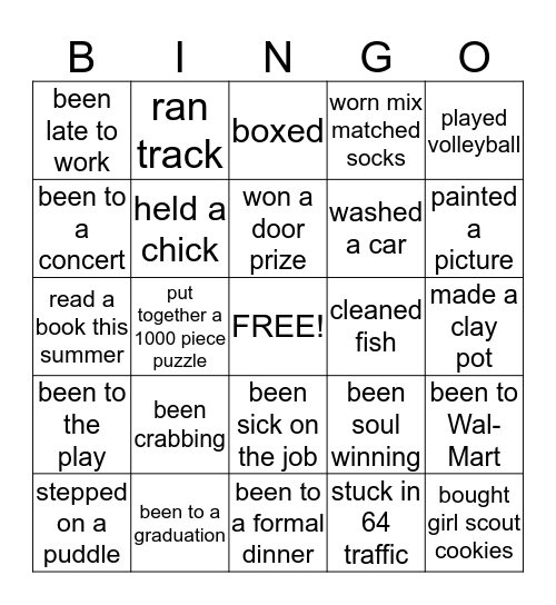 THINGS I'VE DONE Bingo Card