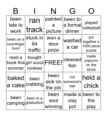 THINGS I'VE DONE Bingo Card