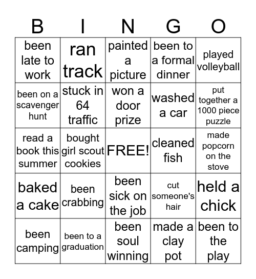 THINGS I'VE DONE Bingo Card