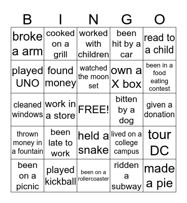 I've Done Bingo Card