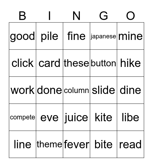 Sound System Bingo Card