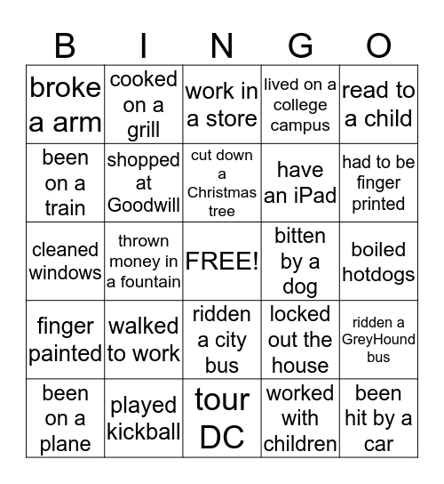 I've Done Bingo Card