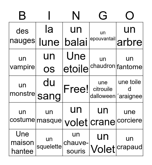 La Halloween Bingo Card