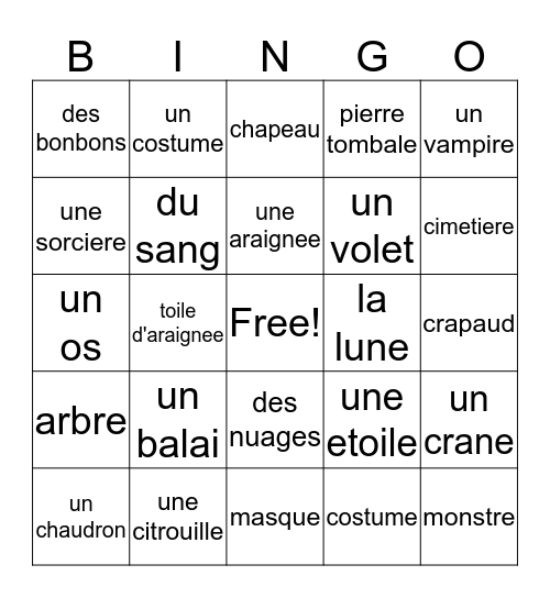 spoopy Bingo Card