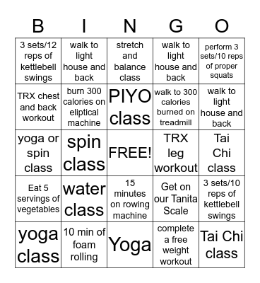 FITNESS BINGO Card