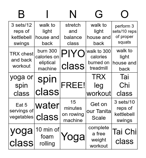 FITNESS BINGO Card