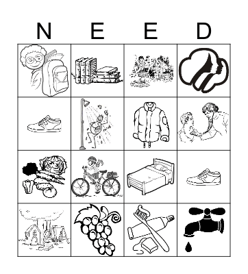 NEEDS Bingo Card