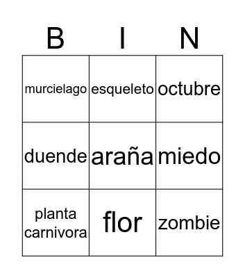 Halloween Bingo Card