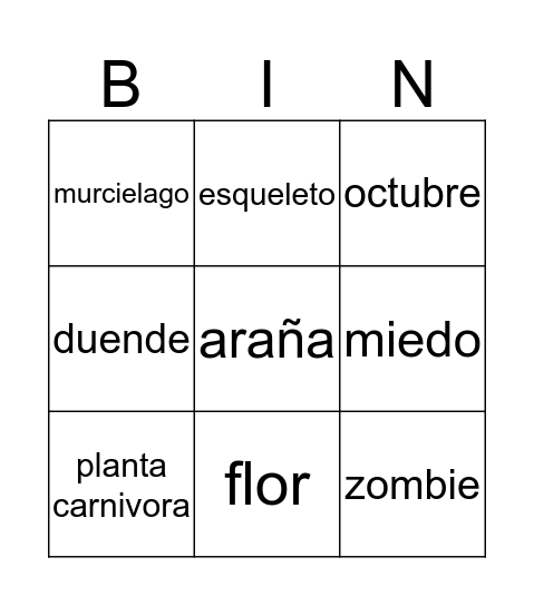 Halloween Bingo Card