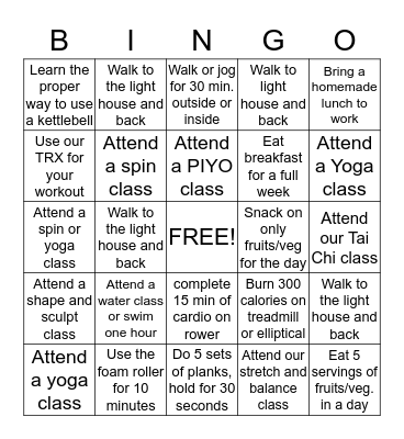 FITNESS BINGO Card