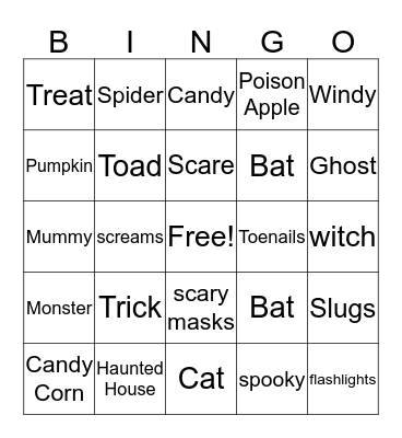 Mrs. Henkel's Class Halloween Bingo Card