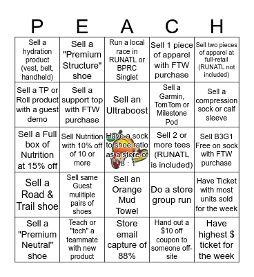 Peachy Bingo Card
