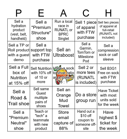 Peachy Bingo Card