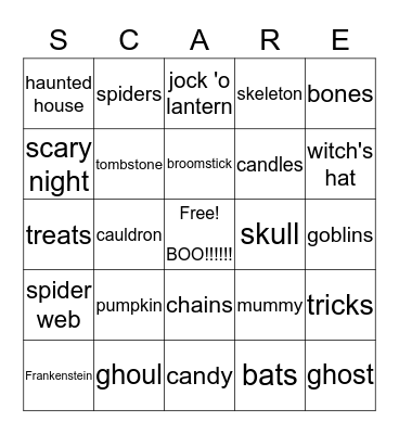 Halloween Bingo Card