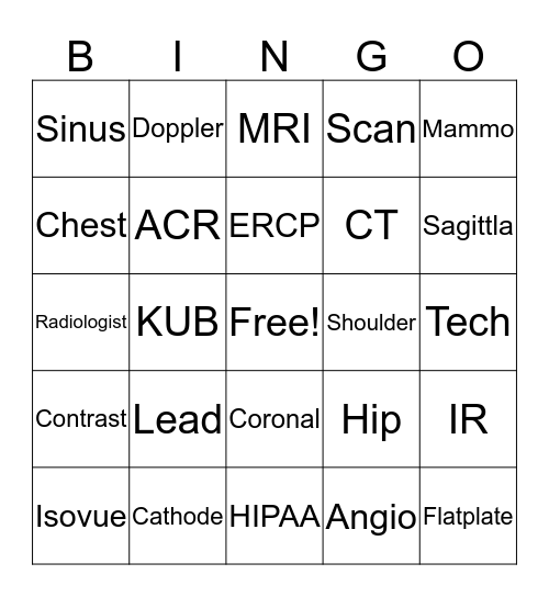 Rad Tech Week Bingo  Bingo Card