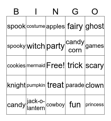 Halloween Bingo Card