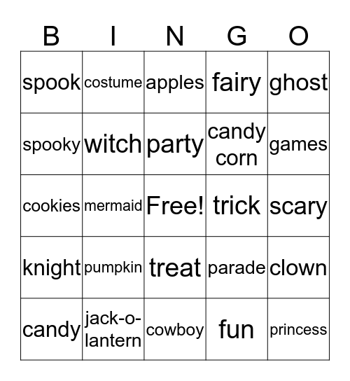 Halloween Bingo Card