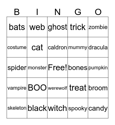 Halloween Bingo Card