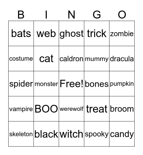 Halloween Bingo Card