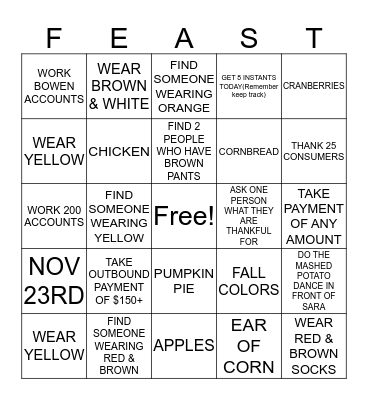 WEEK FOUR Bingo Card