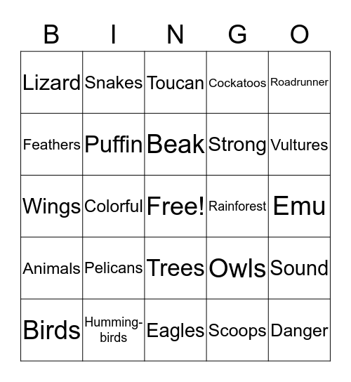 Vocab Cards Bingo Card