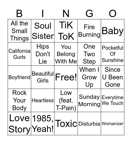 Throwbacks Bingo Card