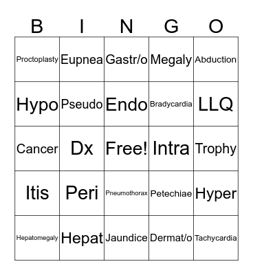 Bingo Lingo Bingo Card