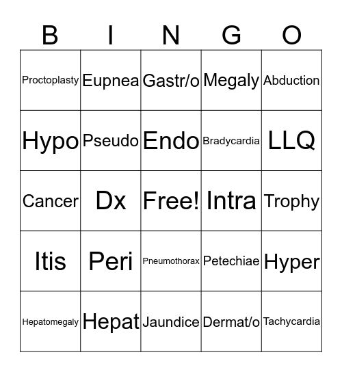 Bingo Lingo Bingo Card