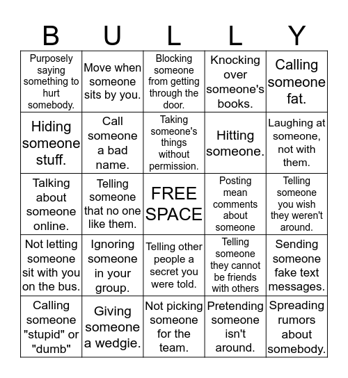 BULLY BLITZ BINGO Card