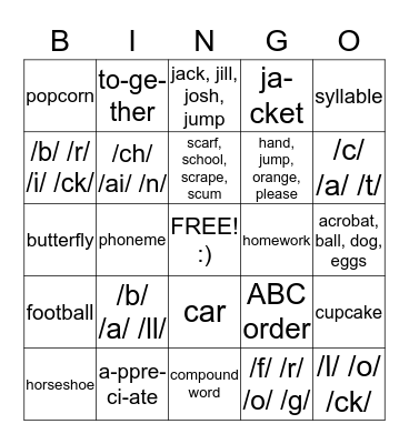 Reading Bingo Card
