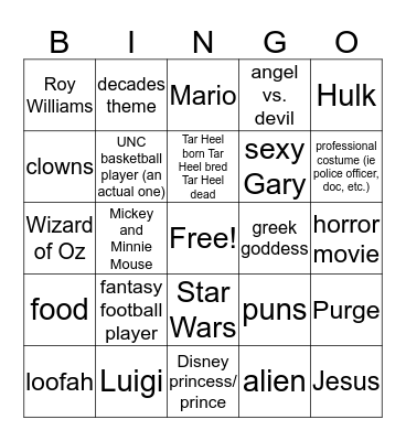 Halloween 2K17 Bingo Card