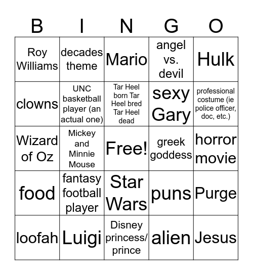 Halloween 2K17 Bingo Card