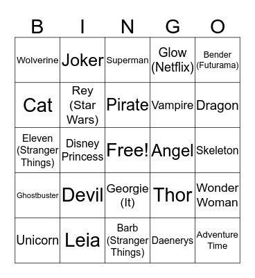 SALEM COSTUME BINGO Card