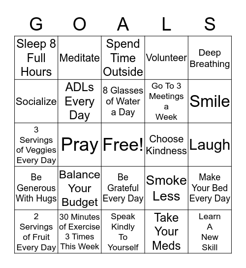 Get Healthier This Week Bingo Card