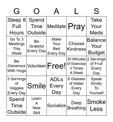 Get Healthier This Week Bingo Card