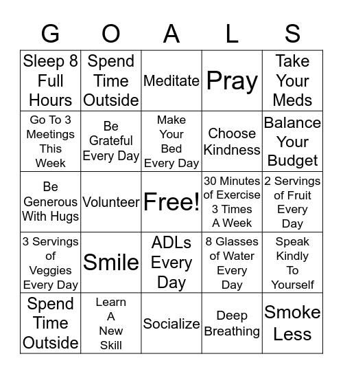 Get Healthier This Week Bingo Card