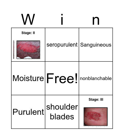 Wound Bingo Card