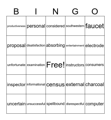 REWARDS LESSON #8 Bingo Card