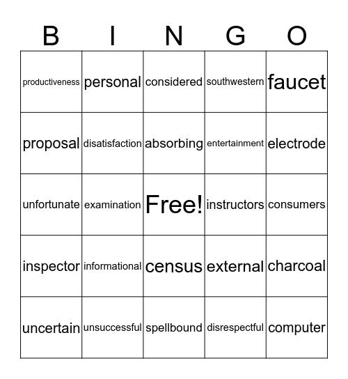 REWARDS LESSON #8 Bingo Card